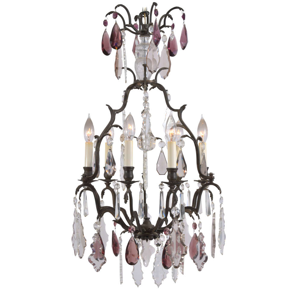 French Bronze Louis XVI style, Versaille 5 light Chandelier  For Sale