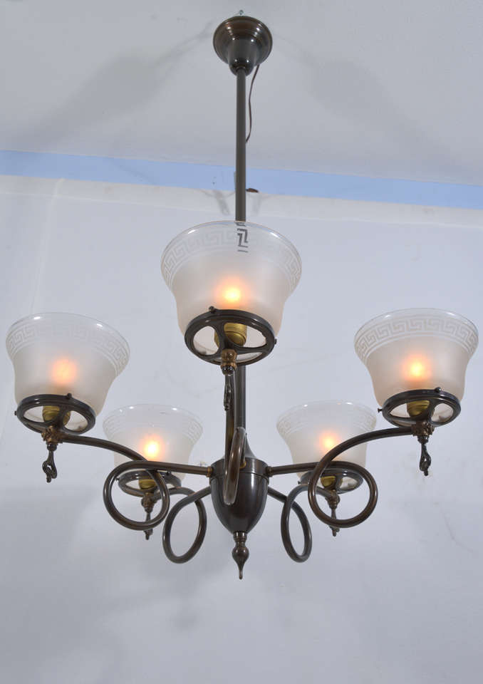 5 Light Early 1900 Electrified Gasolier At 1stdibs 5 Light Early 1900 Electrified Gasolier For 3