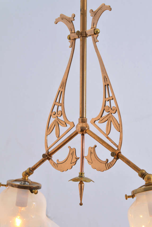 Early 1900's Austrian two light electric fixture For Sale 1