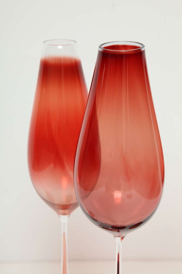 Swedish Nils Landberg Red Tulpanglas, Orrefors Glassworks, 1957 For Sale