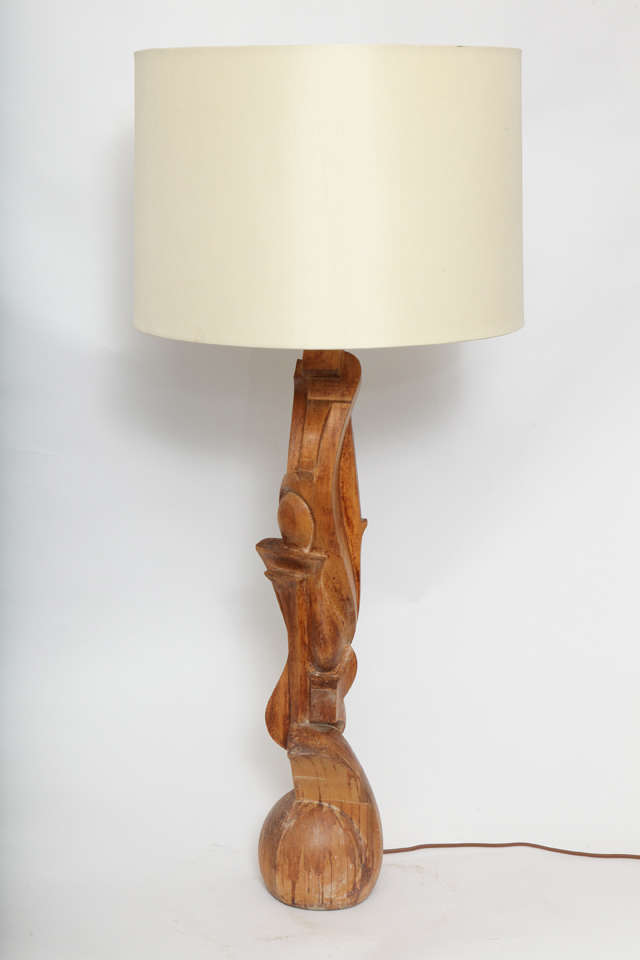 Table Lamp Mid Century Modern Futurist Sculptural carved wood 1940's
New sockets and rewired
Shade not included