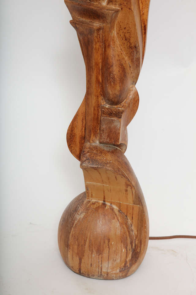 Mid-Century Modern  Table Lamp Mid Century Modern Futurist Sculptural carved wood 1940's