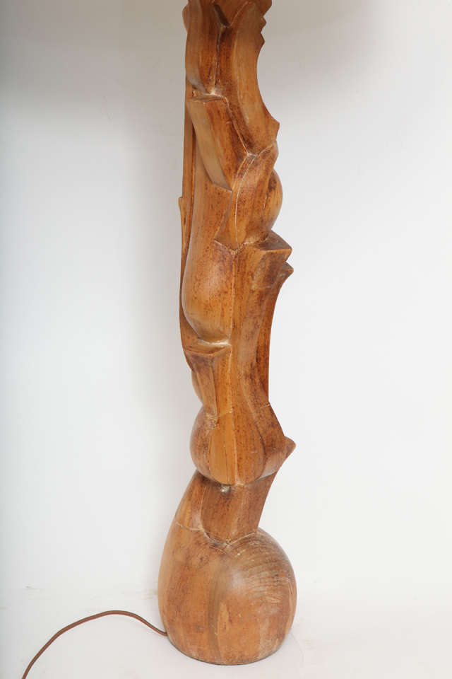  Table Lamp Mid Century Modern Futurist Sculptural carved wood 1940's 2