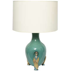 1940s Ceramic Italian Modernist Table Lamp Signed Fantoni