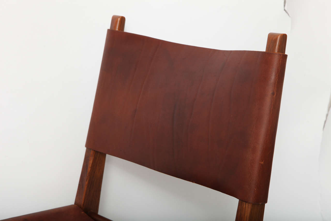 1950s American Modernist Wood and Leather Architectural Chair In Good Condition In New York, NY