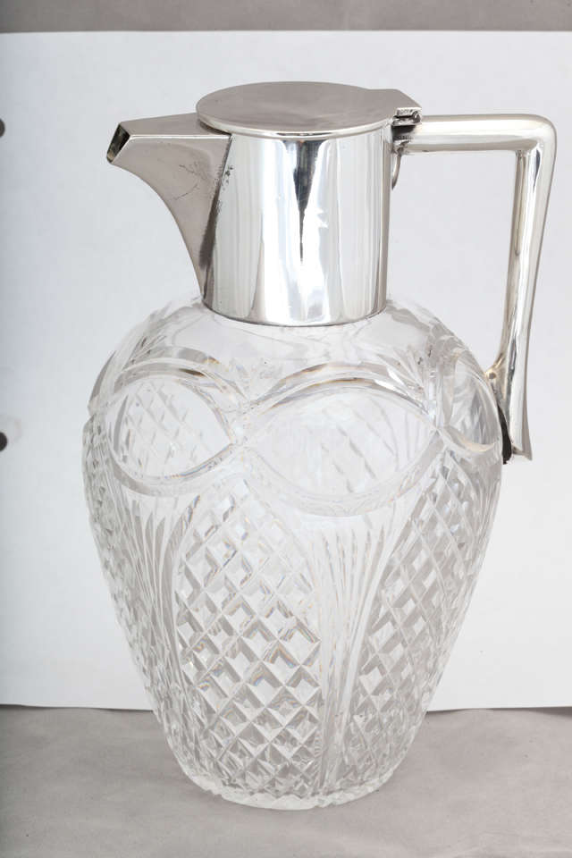 British Edwardian Sterling Silver-Mounted Claret Jug