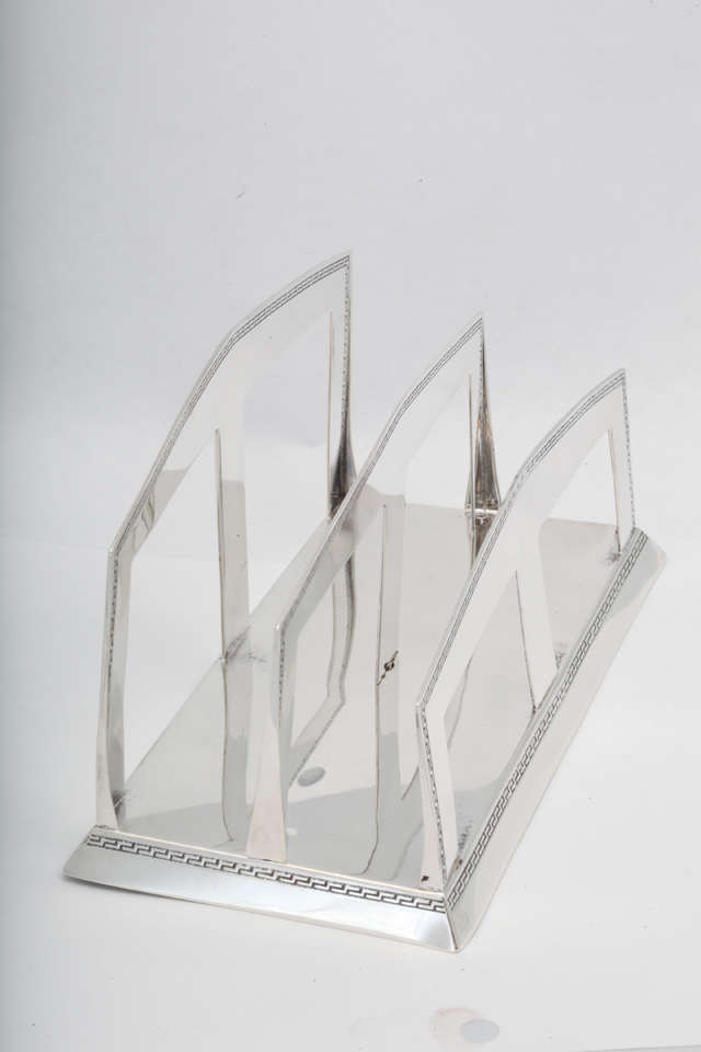 Art Deco, sterling silver letter rack, William B. Kerr & Co., New Jersey, circa 1915s-1920s. 