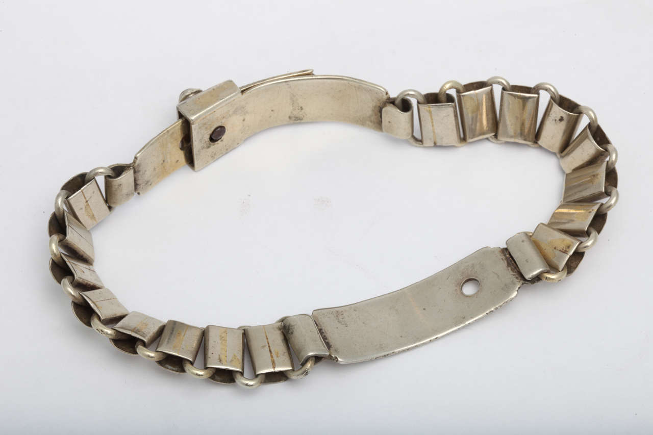 French 19th Century Silver Plated Dog Collar 1