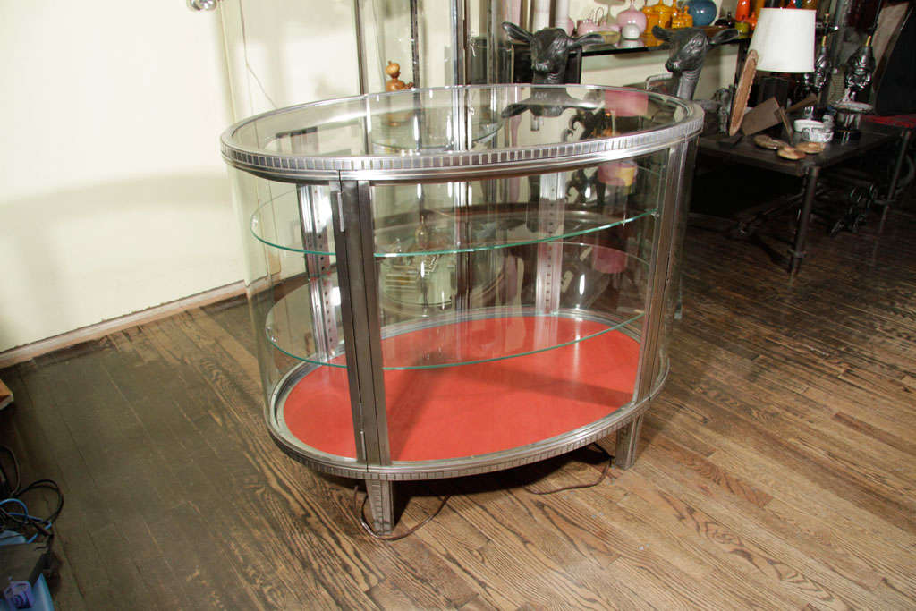 Nickeled Bronze Display Cabinet with Glass Shelves, French 1920s 5
