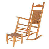 Early 20thc Handmade Rocking Chair & Matching Foot Stool