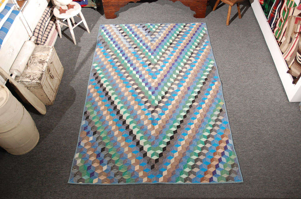Midwestern Amish Tumbling Blocks Quilt