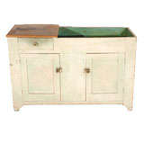 Used 19thc Original  Buttermilk  Painted Dry Sink From Pennsylvania