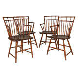 Antique Rare & Early Set Of  19thc Bamboo Turned N.e. Windsor Arm Chairs