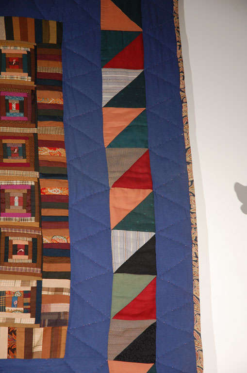 19th Century Pennsylvania Mennonite Wool Log Cabin Quilt In Good Condition In Los Angeles, CA