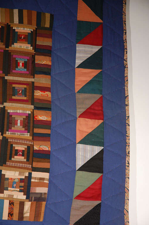 19th Century Pennsylvania Mennonite Wool Log Cabin Quilt 2