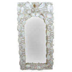 Vintage 1940s Syrie Maugham Style Real Chalk White Seashell Mirror
