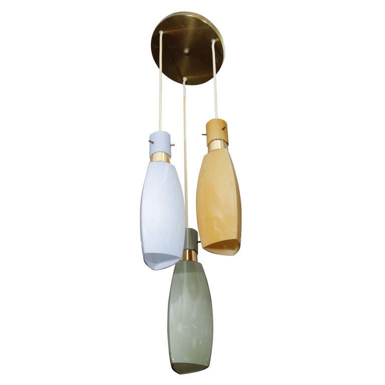Mid-Centuy Murano Tri-Colori Pendant Light
