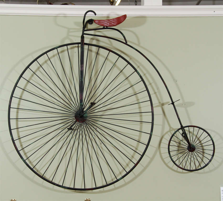 A marvelously whimsical Curtis Jere Metal wall sculpture depicts a 19th century 