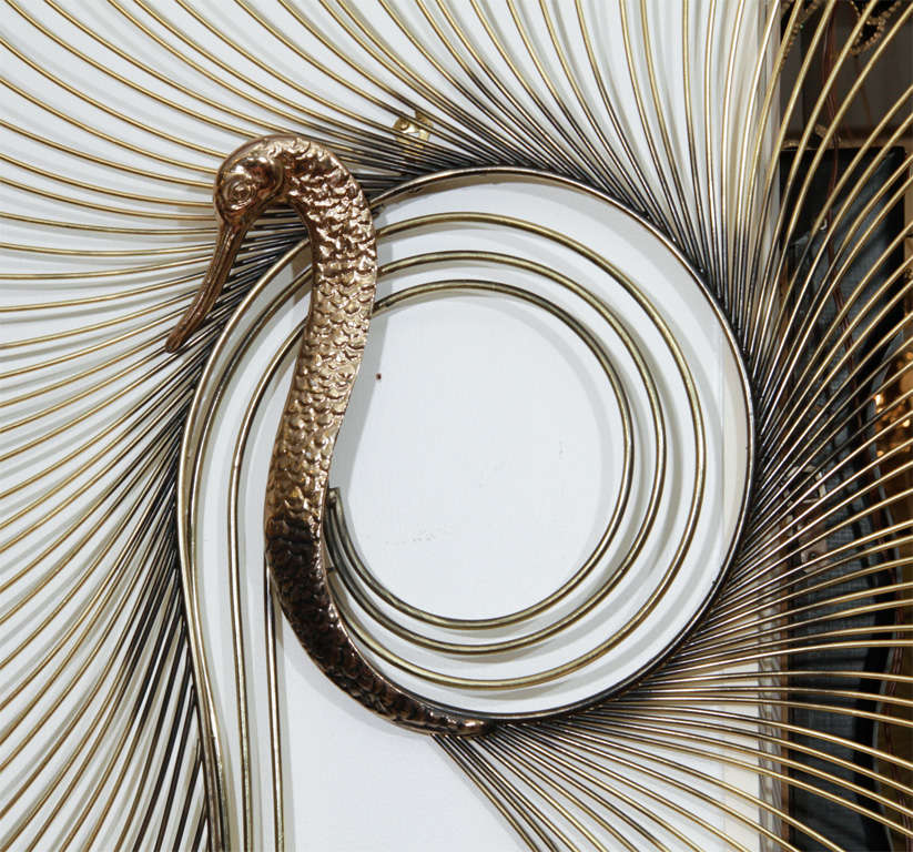 Curtis Jere Curved Brass Peacock Wall Sculpture at 1stDibs | curtis ...