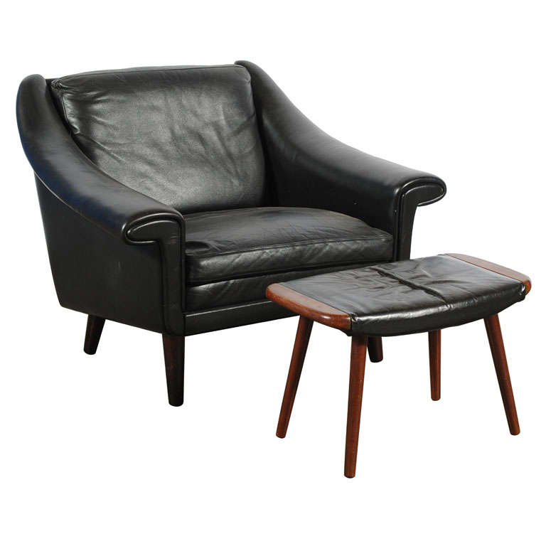 Danish Arm Chair and Ottoman at 1stDibs