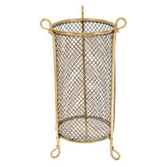 French Woven Brass Mesh Umbrella Stand
