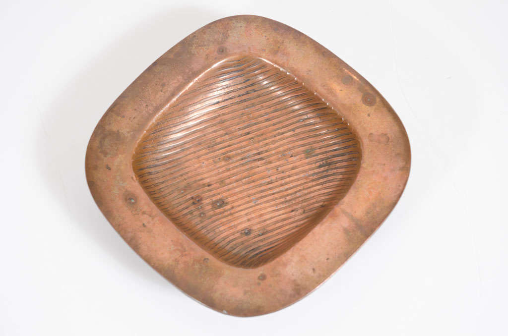 American Grooved Copper Vide Poche by Ben Seibel for Jenfredware For Sale 2