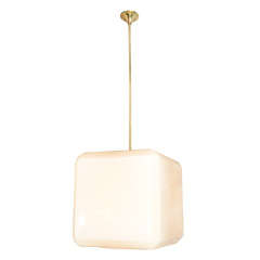 Italian Blush Glass Cube Pendant Light