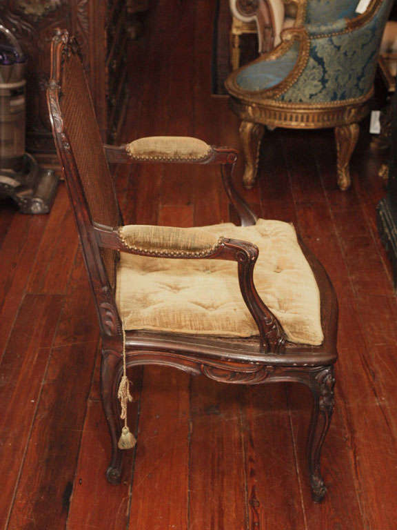 Pair Of Louis Xv Style Walnut Cane Armchairs For Sale 5