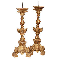 Pair Of Early 17th Century Gilt Pricket Sticks 10