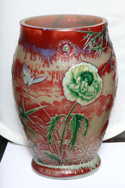 A Rare Alphonse Reyen Cameo Glass Vase