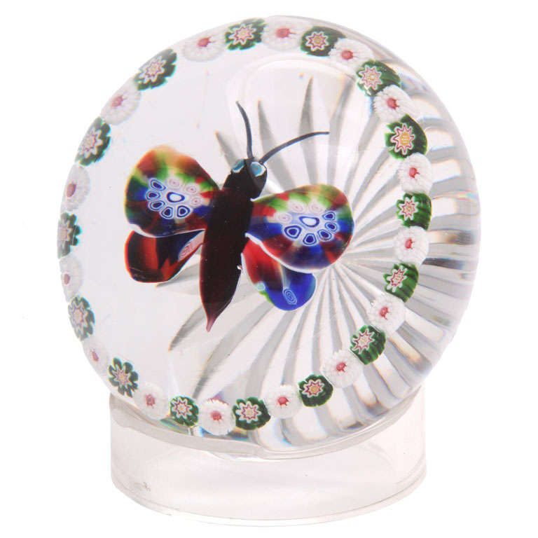 Antique Baccarat Garlanded Butterfly Paperweight at 1stdibs