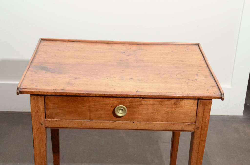 French Wooden Side Table with Drawer