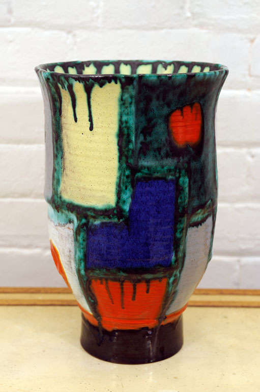 Austrian Modernist Ceramic Vase By Goldschneider