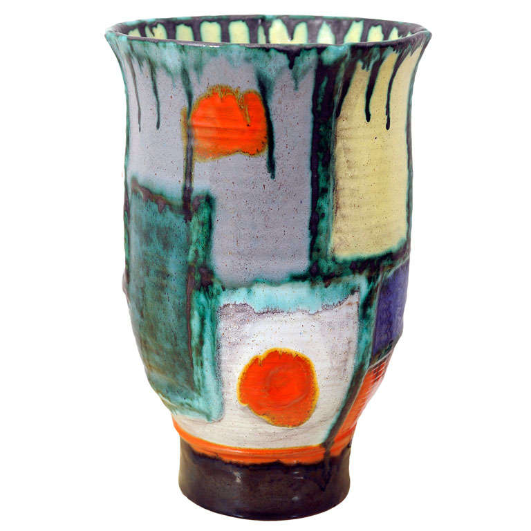 Modernist Ceramic Vase By Goldschneider