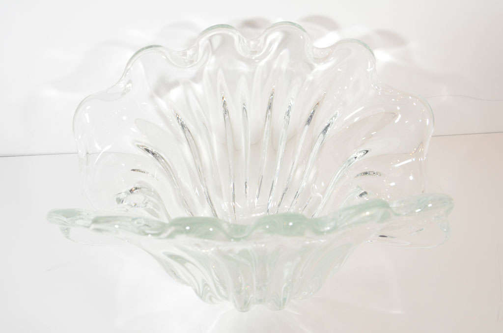 20th Century Exquisite Crystal Sea Shell Vase/Centerpiece Bowl by Seguso