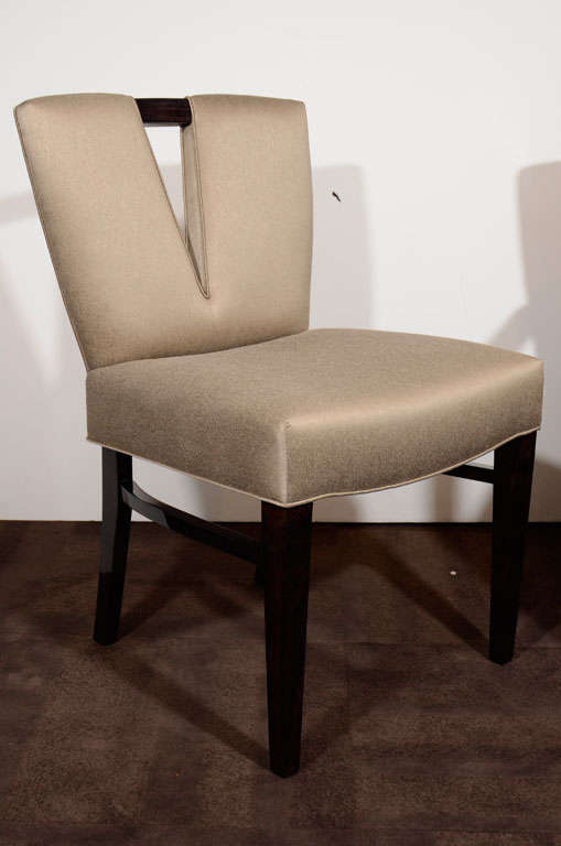 Set of Six Modern Plunging Neckline Dining Chairs by Paul Frankl 1