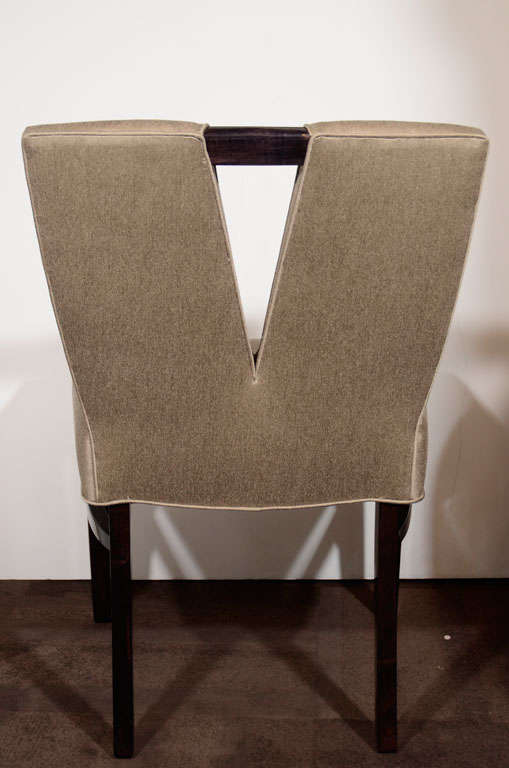 Set of Six Modern Plunging Neckline Dining Chairs by Paul Frankl 4