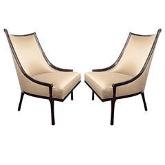 Pair of Ultra High Back Sculptural Chairs with Curved Details