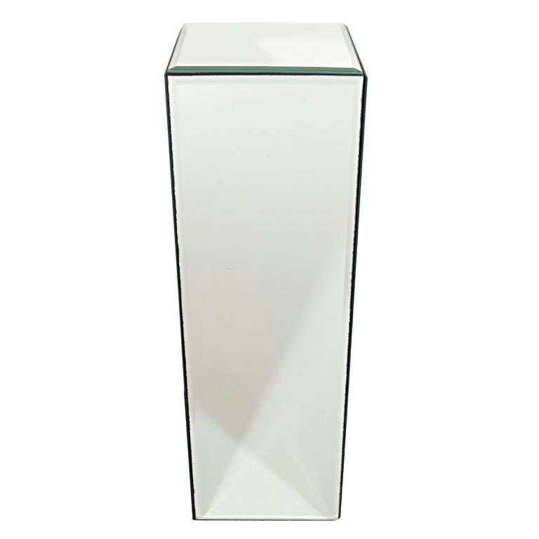 Modernist Column Mirrored Pedestal with Hand Beveled Details at 1stDibs