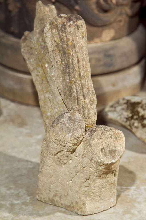 Hand-Carved 19th Century English Carved Stone Squirrel on Branch