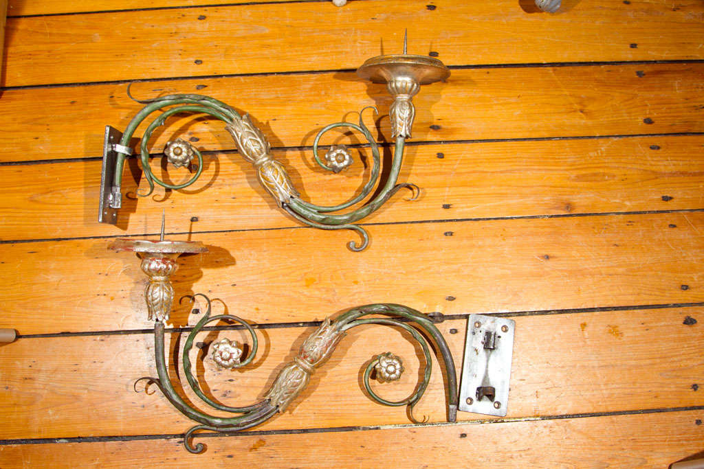 Pair of Silvered Venetian Candle Sconces