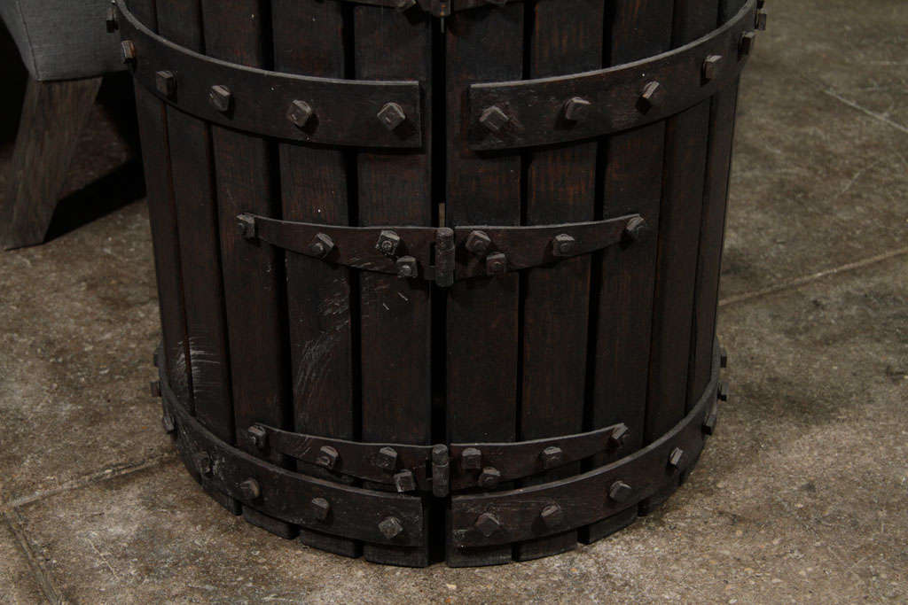 metal barrel side table