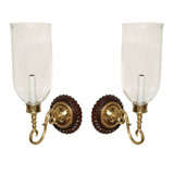 pair of handsome sconces with glass shades