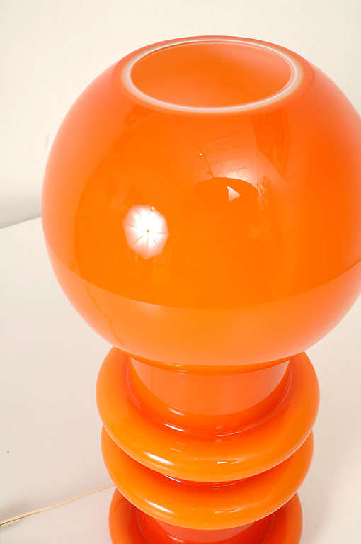 Mid-20th Century 60 Mod Italian orange cased glass table lamp