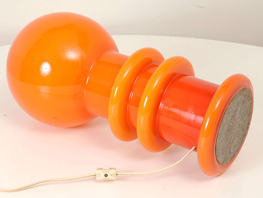 60 Mod Italian orange cased glass table lamp 3