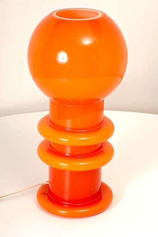 60 Mod Italian orange cased glass table lamp 4