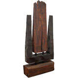Early 70s LARGE Wood & Steel Brutalist Sculpture by Cliff Page