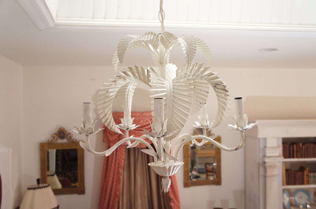 Tole Palm-Form Chandelier