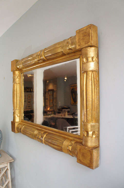 Giltwood American Empire Over Mantle Mirror For Sale