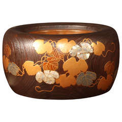 Japanese Lacquered & Inlaid Wood Hand Warmer